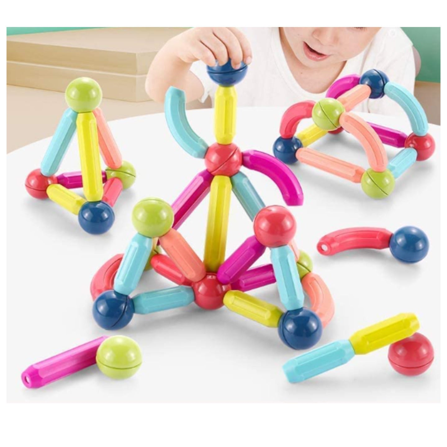 STEM Creative Educational Magnetic Building Blocks Tiles Solid Colours For Kids