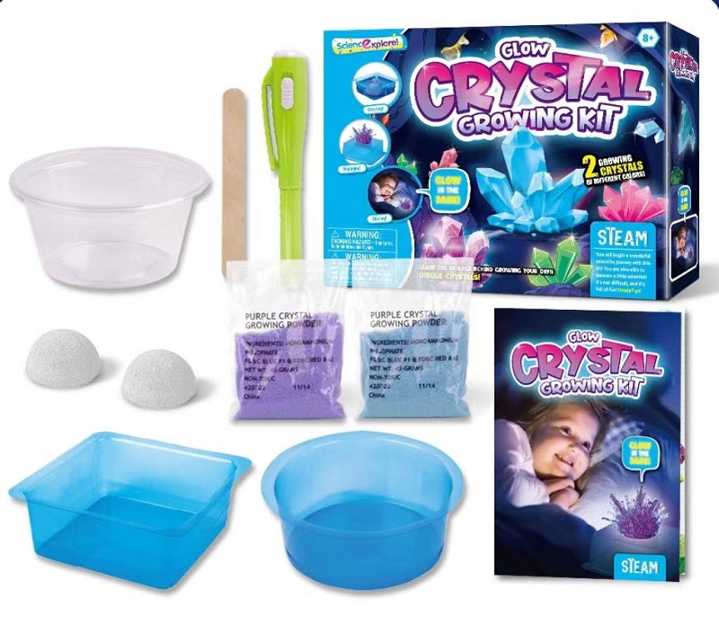 STEAM Science Explore Make Your Own Glow in the Dark Crystal Growing Gift Kit