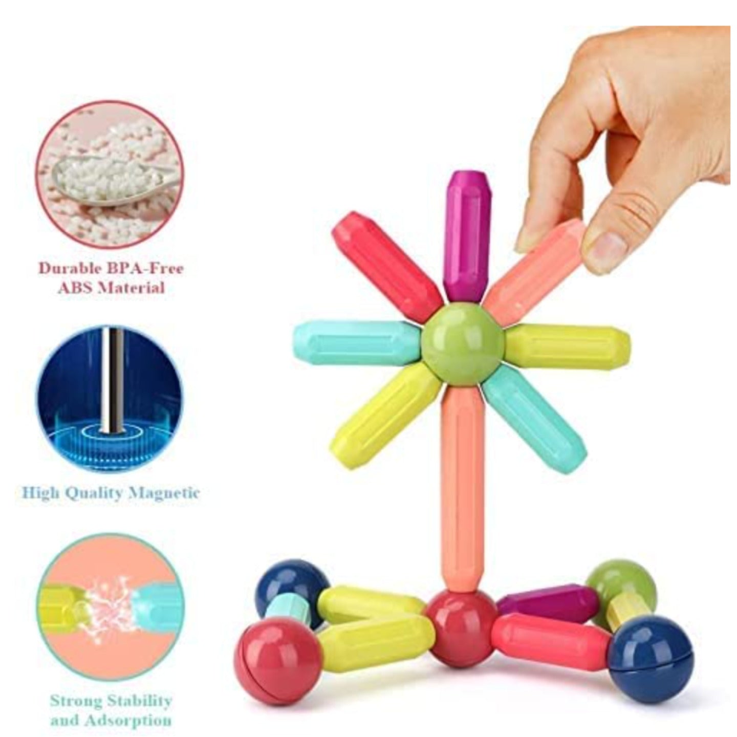 STEM Creative Educational Magnetic Building Blocks Tiles Solid Colours For Kids