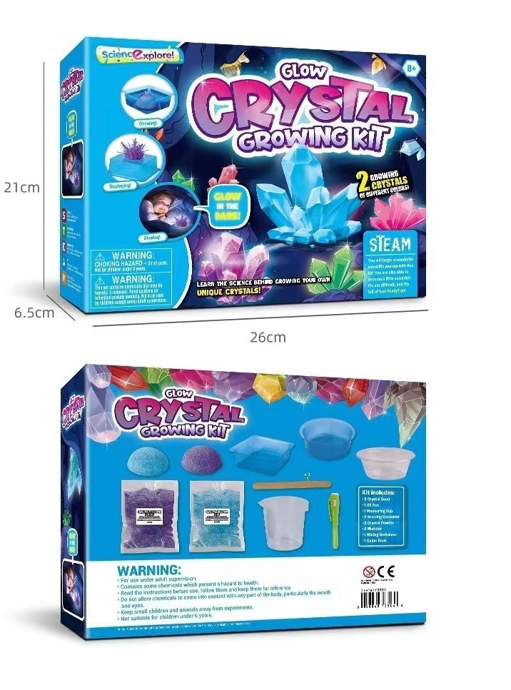 STEAM Science Explore Make Your Own Glow in the Dark Crystal Growing Gift Kit