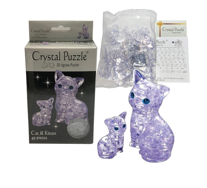 Jigsaw Puzzle Play N Learn 3D Crystal Puzzle Clear Cat Set