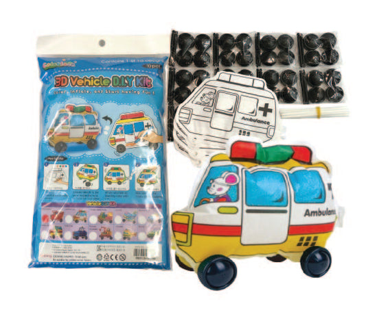 Creative Play N Learn Party Gift Craft Colorloon Colour and Inflate 3D Vehicle DIY Kits