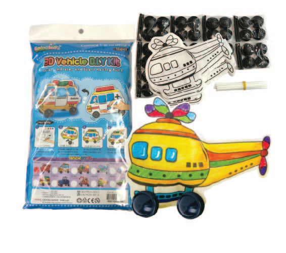 Creative Play N Learn Party Gift Craft Colorloon Colour and Inflate 3D Vehicle DIY Kits