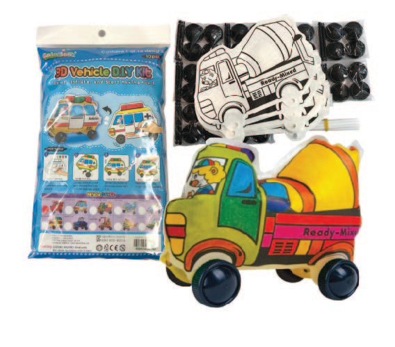 Creative Play N Learn Party Gift Craft Colorloon Colour and Inflate 3D Vehicle DIY Kits