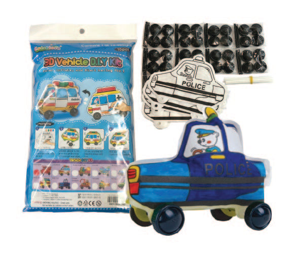 Creative Play N Learn Party Gift Craft Colorloon Colour and Inflate 3D Vehicle DIY Kits