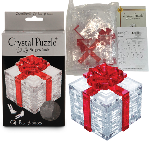 Jigsaw Puzzle Play N Learn 3D Crystal Puzzle Gift Box with Red Ribbon