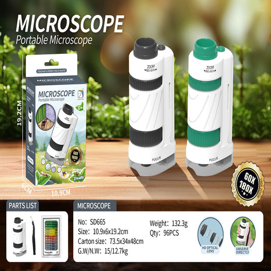 STEM Portable Microscope with 12 Prepared Slides for Kids and School Uses ( Random Colour )