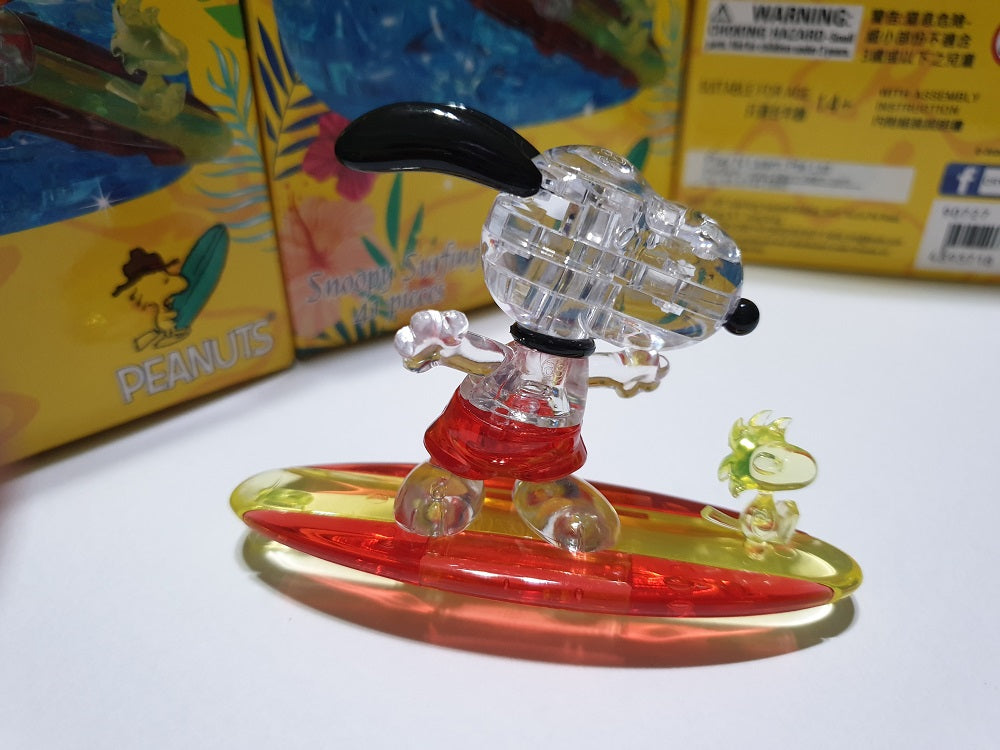 Jigsaw 3D Crystal Puzzle Play N Learn Snoopy Surfing Gift