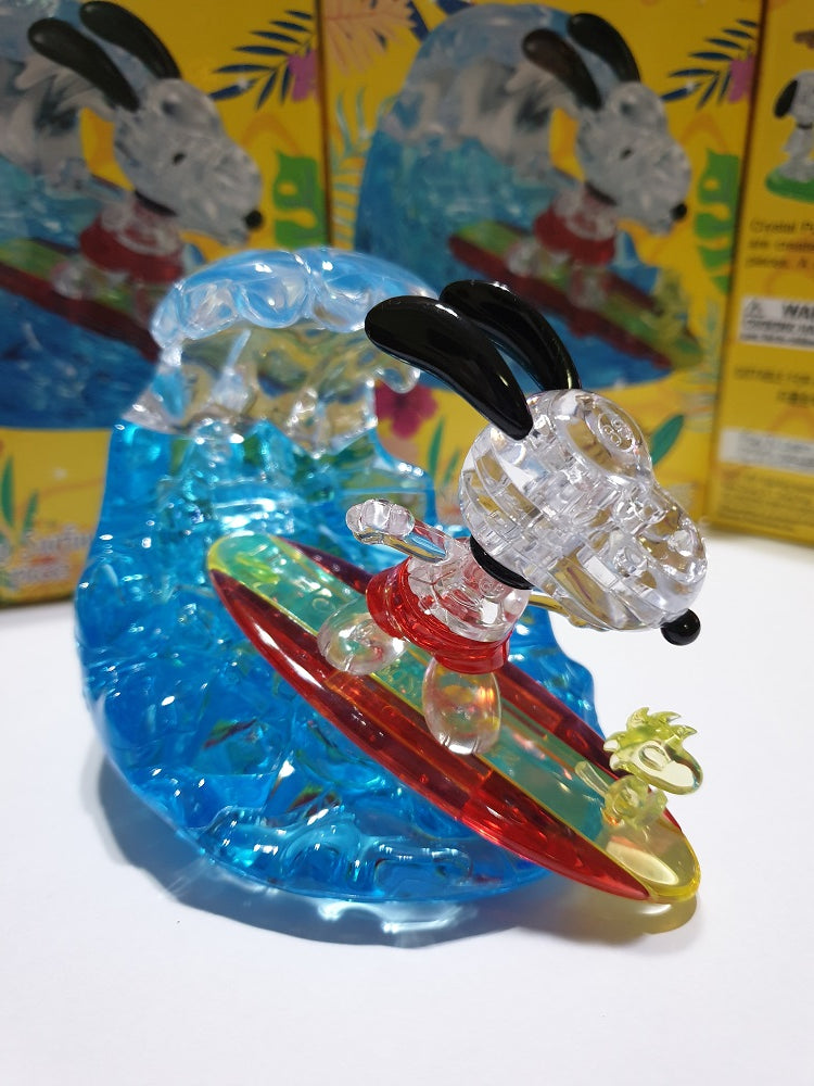 Jigsaw 3D Crystal Puzzle Play N Learn Snoopy Surfing Gift
