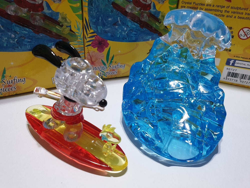Jigsaw 3D Crystal Puzzle Play N Learn Snoopy Surfing Gift