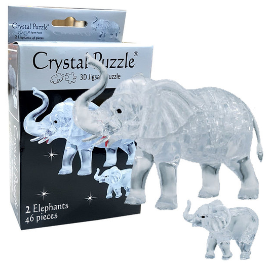 Jigsaw Puzzle Play N Learn 3D Crystal Puzzle Clear Elephant & Baby Set