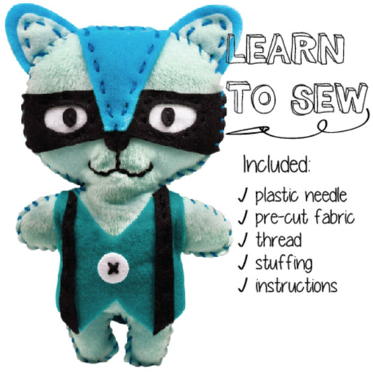 Creative Play N Learn Craft Raccoon Sewing Kit Party Fun Gift
