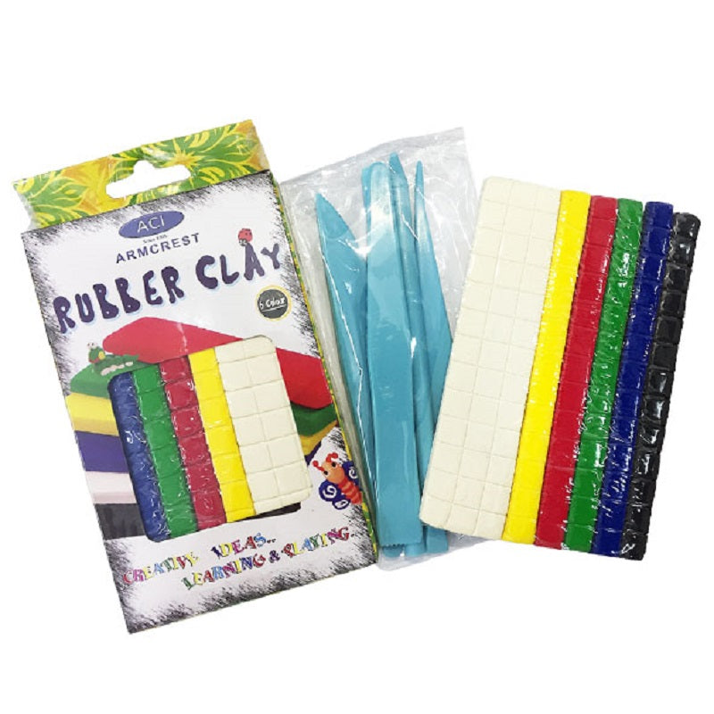 Creative Play N Learn Craft Party Fun Eco-Friendly Rubber Clay 100gm Asst Colour Box