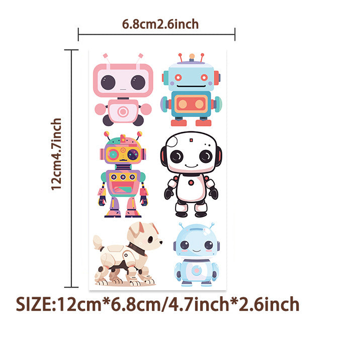 Tattoo Stickers Robot For Kids 1 Pack of 10 sheets