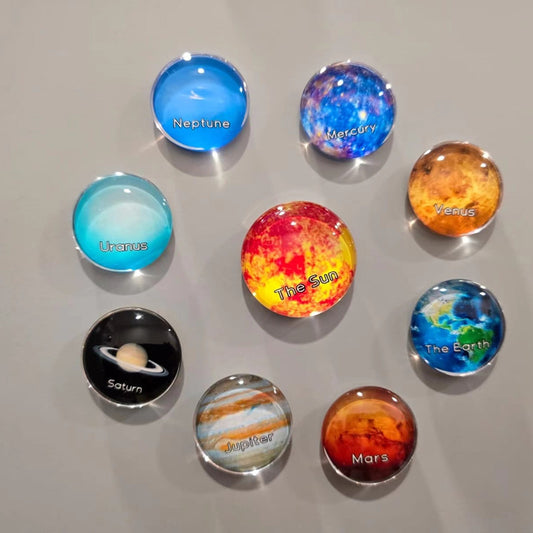 Solar System Fridge Magnets 9 planets with Sun