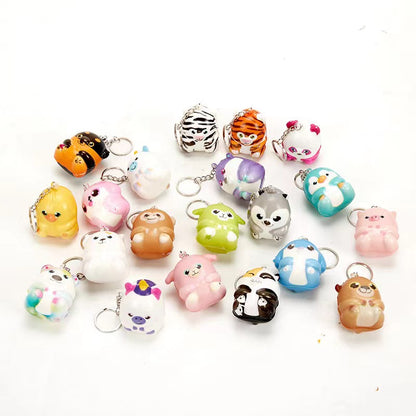 Play N Learn Fidget Stress Squishy Mini Animal Keychain | 3pcs Set (Random Designs)