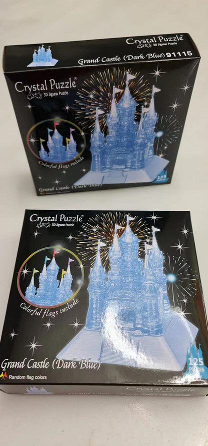 Play N Learn 3D Crystal Puzzle Grand Dark Blue Castle | Deluxe Jigsaw Brain Teaser & Display Centrepiece