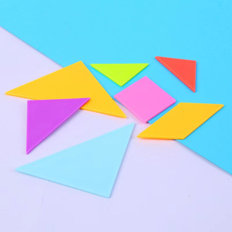 Creative Play Educational Toy Problem Solving Party Gift Plastic Tangram 90mm 3 Boxes A Set