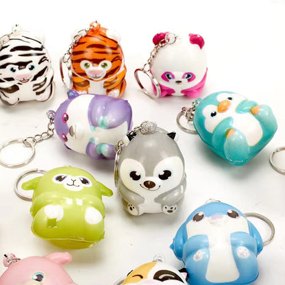 Play N Learn Fidget Stress Squishy Mini Animal Keychain | 3pcs Set (Random Designs)