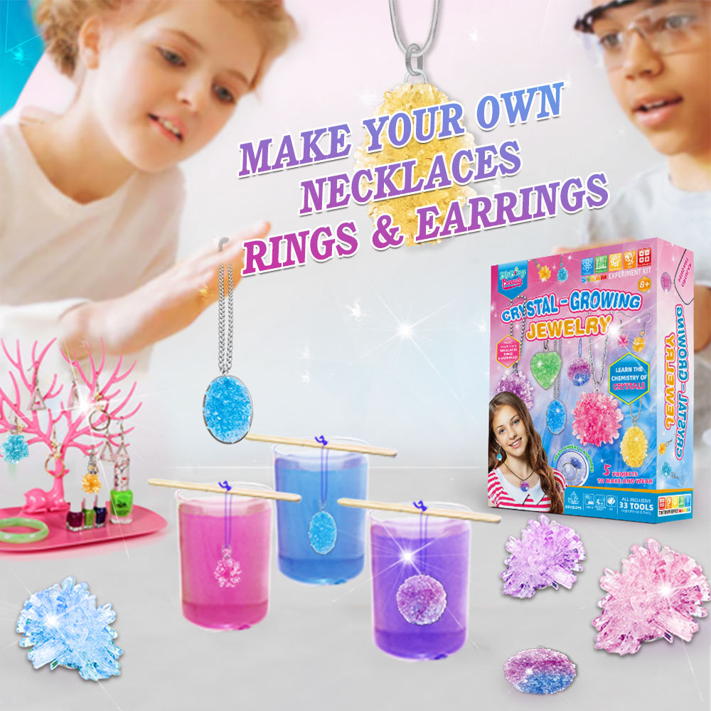 STEM Big Bang Science Craft and Create Crystal Growing Jewelry Kit for Kids