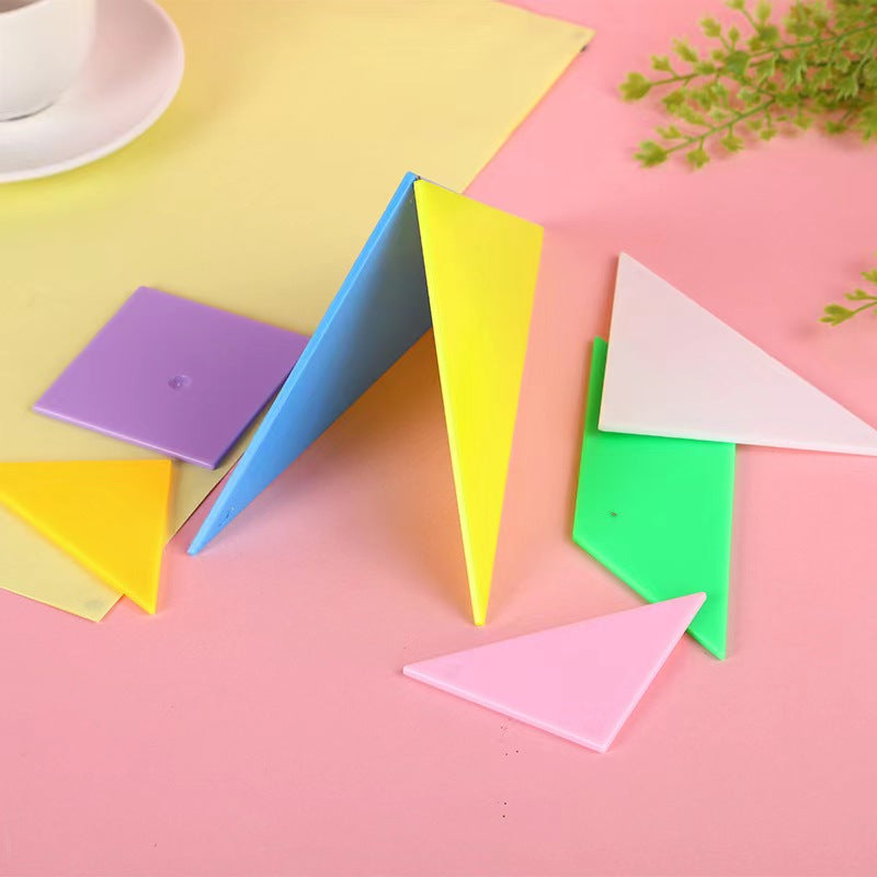 Creative Play Educational Toy Problem Solving Party Gift Plastic Tangram 90mm 3 Boxes A Set