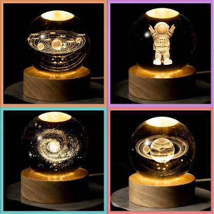 Play N Learn 3D Crystal Ball Lamp Nightlight | Futuristic Artistic Deco Gift