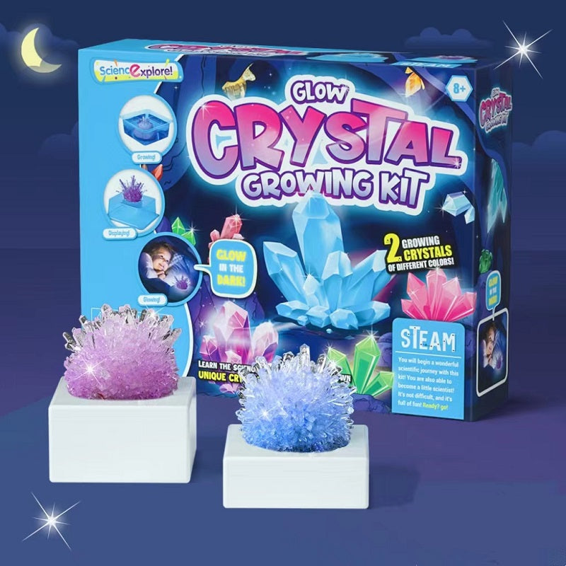 STEAM Science Explore Make Your Own Glow in the Dark Crystal Growing Gift Kit