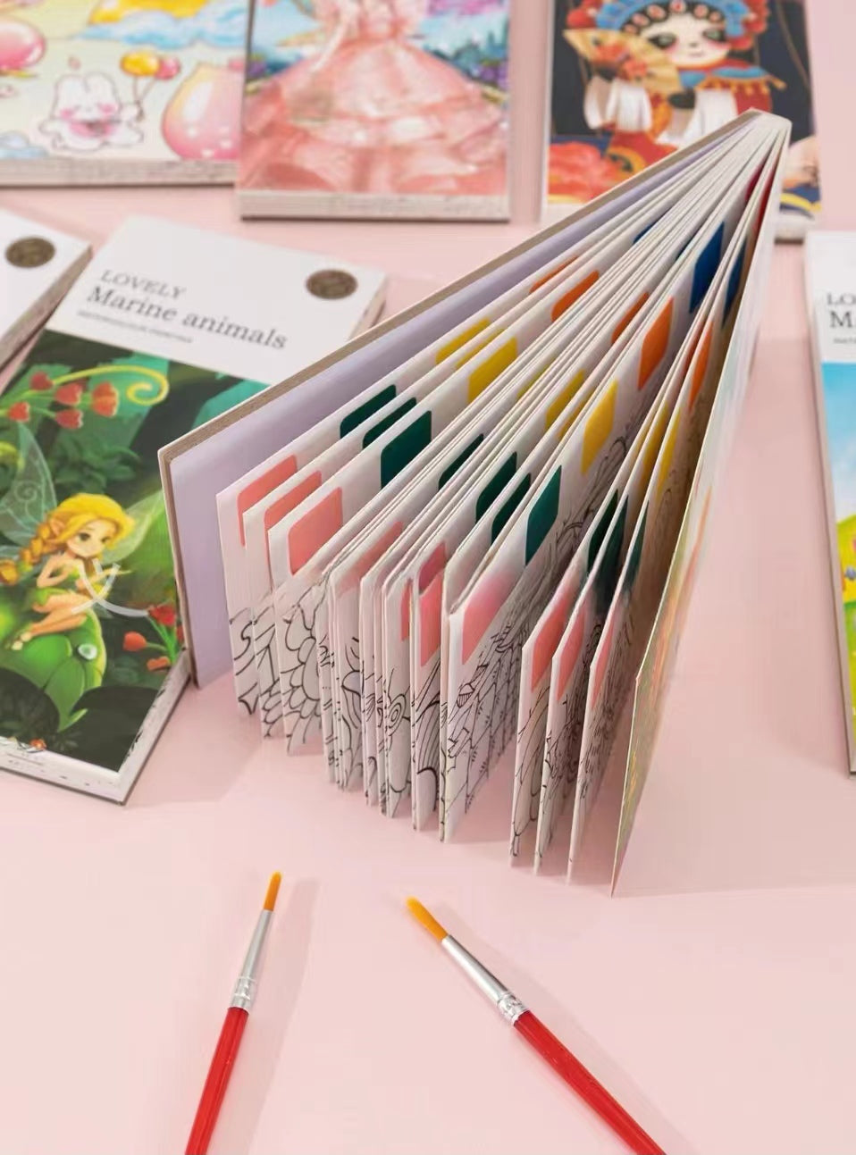 Kids Art Watercolour Painting Book with Paint and Brush for Kids
