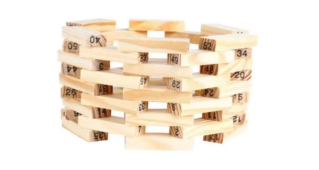 Classic Wooden Stack Game with Numbers and Dice for Party Games – Play ...