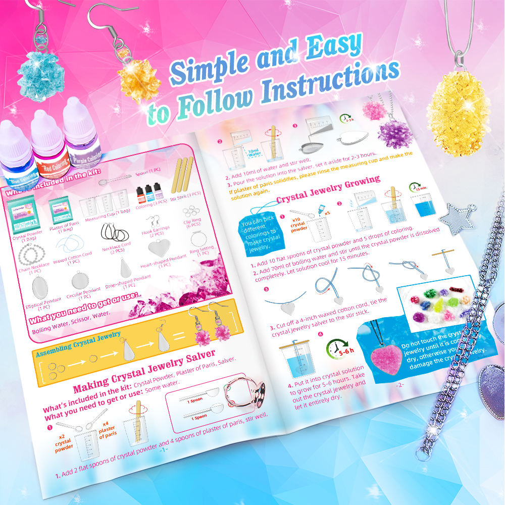 STEM Big Bang Science Craft and Create Crystal Growing Jewelry Kit for Kids