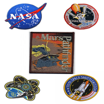 Play N Learn Embroidered Space Badge Iron-On Patches | NASA-Themed Decorative Set