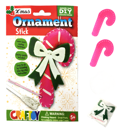 Play N Learn Art & Craft Christmas Candy Stick Ornament DIY Kit | Festive Craft Fun