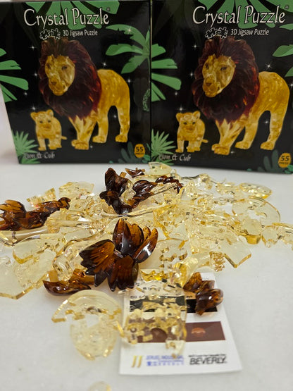 Play N Learn 3D Crystal Puzzle Lion and Cub | Parent & Baby Gift Set