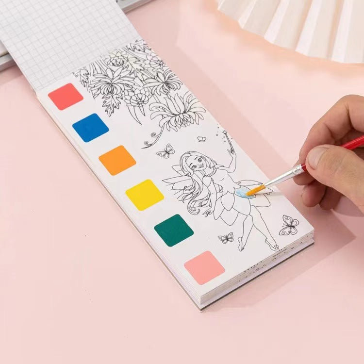 Kids Art Watercolour Painting Book with Paint and Brush for Kids