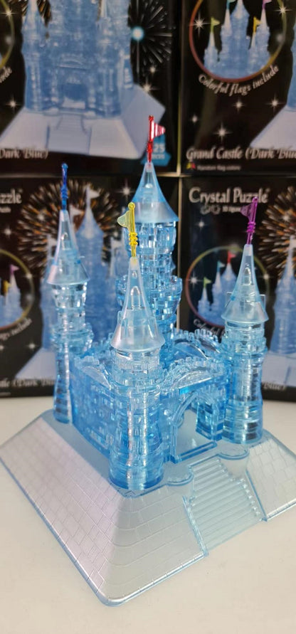 Play N Learn 3D Crystal Puzzle Grand Dark Blue Castle | Deluxe Jigsaw Brain Teaser & Display Centrepiece