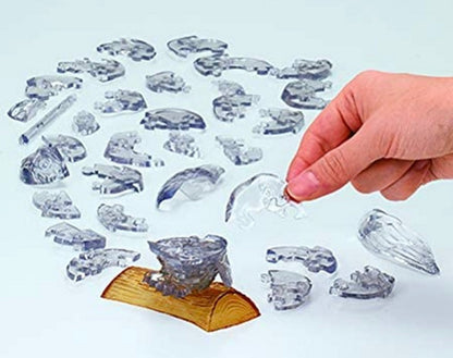 Play N Learn 3D Crystal Puzzle Clear/Black Owl | STEM Jigsaw Brain Teaser