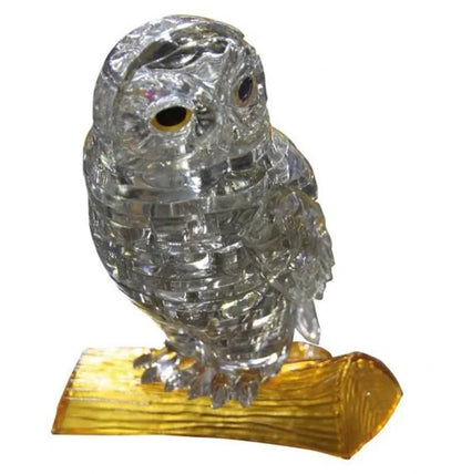 Play N Learn 3D Crystal Puzzle Clear/Black Owl | STEM Jigsaw Brain Teaser
