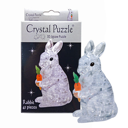 Play N Learn 3D Crystal Puzzle Rabbit Clear/Brown | Jigsaw Brain Teaser & Display Gift