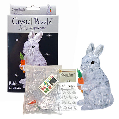 Play N Learn 3D Crystal Puzzle Rabbit Clear/Brown | Jigsaw Brain Teaser & Display Gift
