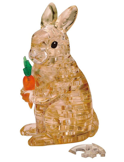 Play N Learn 3D Crystal Puzzle Rabbit Clear/Brown | Jigsaw Brain Teaser & Display Gift