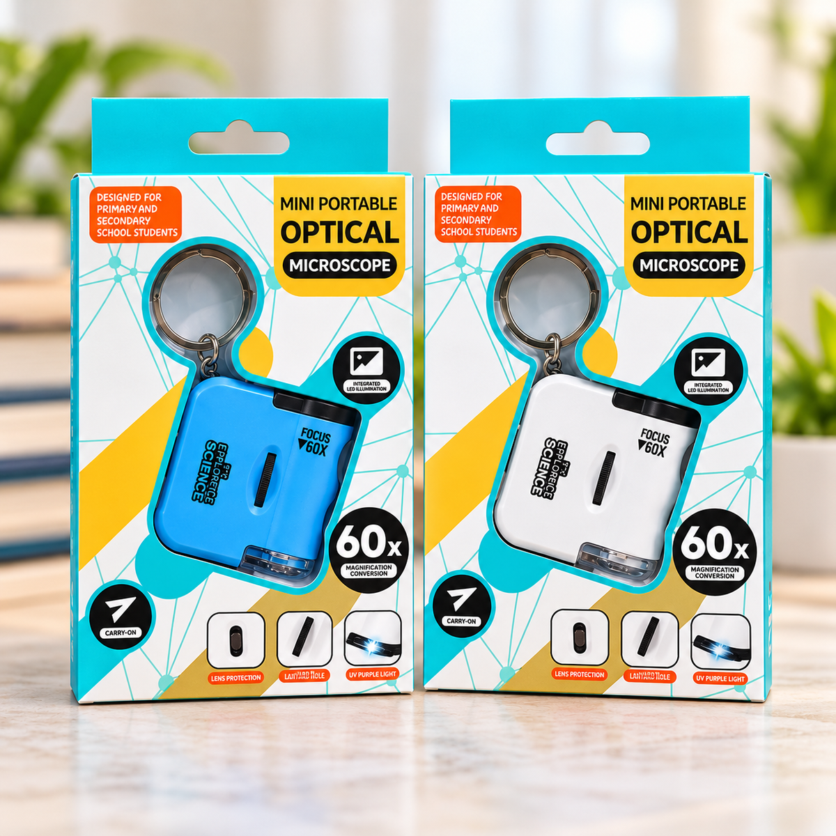 Play n Learn Mini Portable 60X Optical Microscope for Kids – Pocket Science Explorer with LED Light
