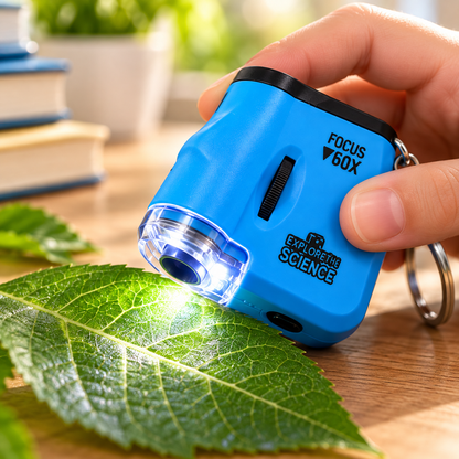 Play n Learn Mini Portable 60X Optical Microscope for Kids – Pocket Science Explorer with LED Light