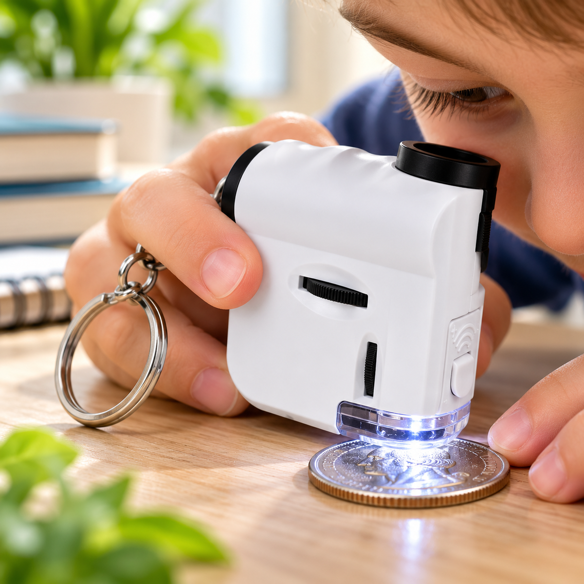 Play n Learn Mini Portable 60X Optical Microscope for Kids – Pocket Science Explorer with LED Light
