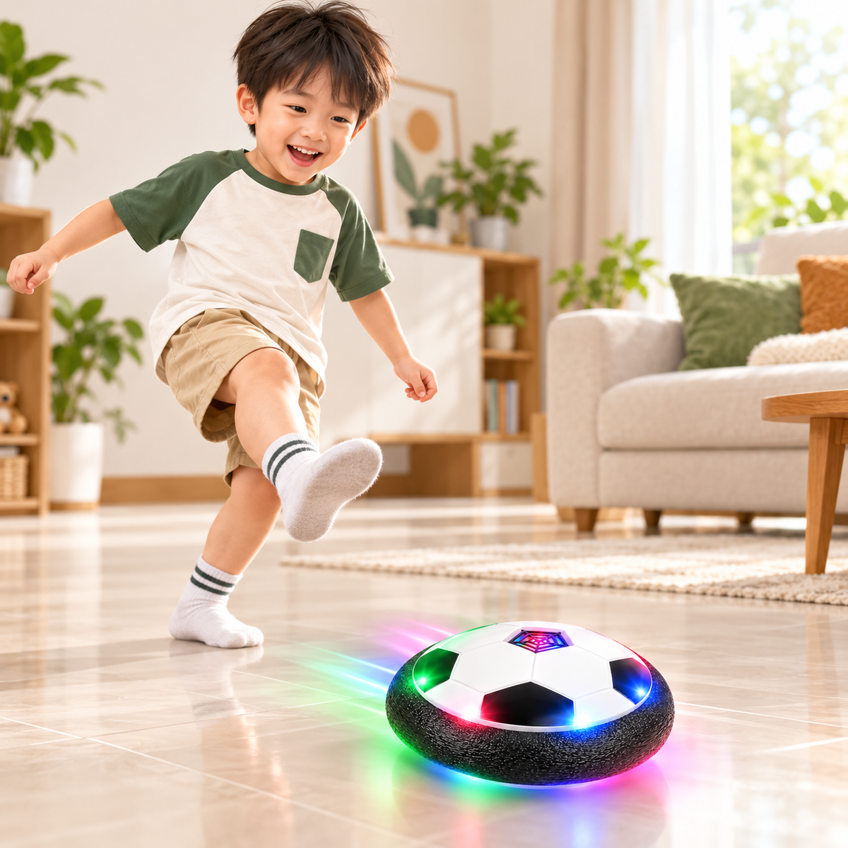 Play N Learn LED Hoverball Soccer Ball | Indoor Floating Football Toy for Kids 3+