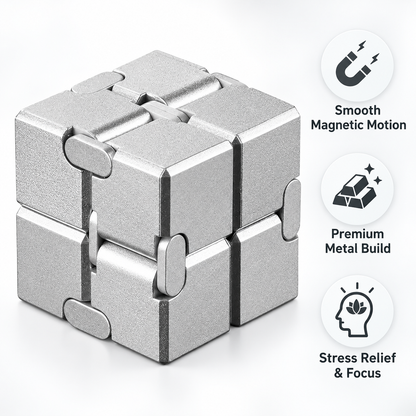 Play N Learn Infinity Metal Cube – Magnetic Fidget & Stress Relief Toy