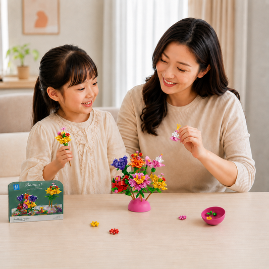 Play N Learn Build Your Own Creative Bricks Flower Design Kit | DIY Building Party Gift