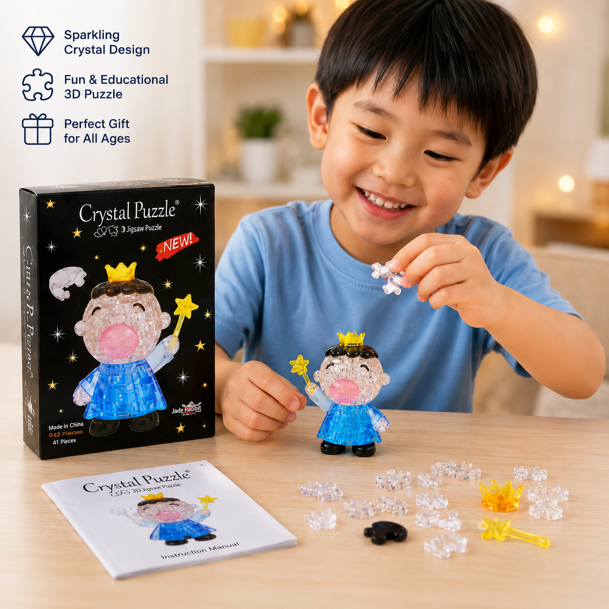 Play N Learn 3D Crystal Puzzle Sanrio Minna No Tabo | Jigsaw Brain Teaser & Display Gift