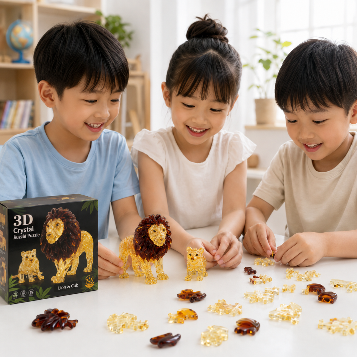 Play N Learn 3D Crystal Puzzle Lion and Cub | Parent & Baby Gift Set