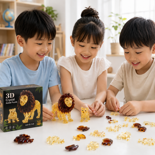 Play N Learn 3D Crystal Puzzle Lion and Cub | Parent & Baby Gift Set