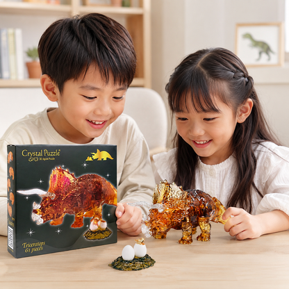 Play N Learn 3D Crystal Puzzle Triceratops | Dinosaur Gift & Brain Teaser